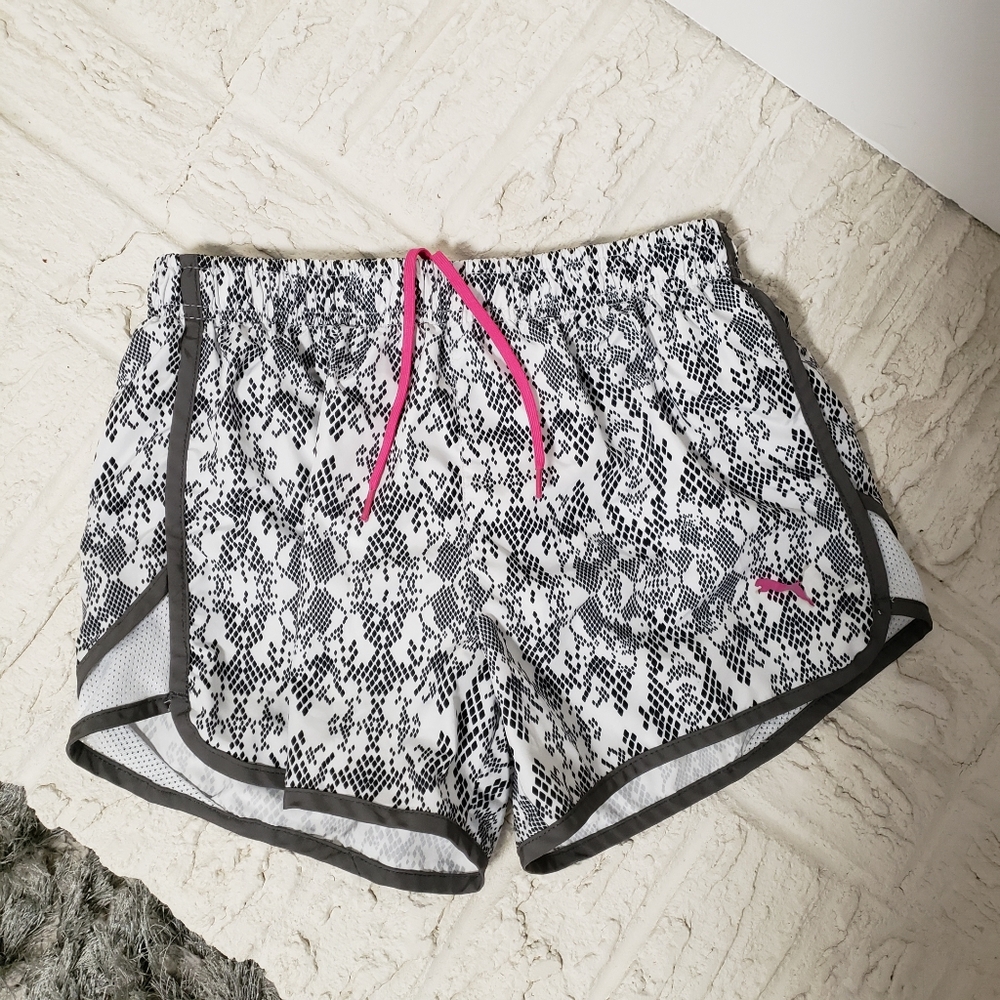 Puma Black and White Athletic Shorts Large